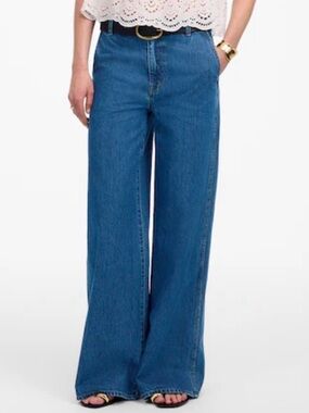 Madewell Wide swept trouser jean in Dowe 25 petite
